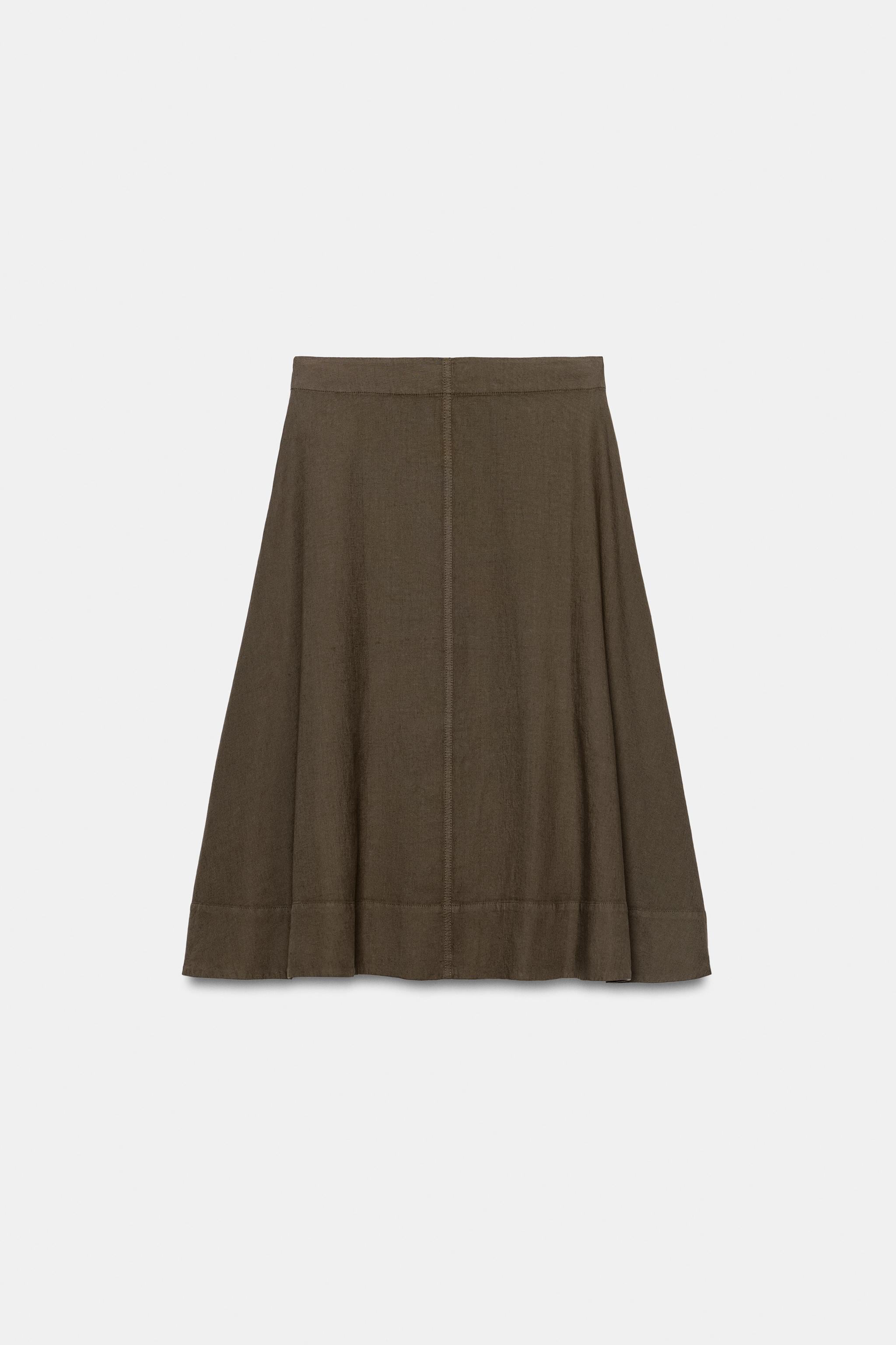 ZW COLLECTION LINEN BLEND MIDI SKIRT